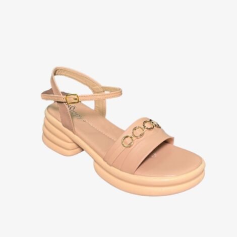 Beige With Golden Strap Sandals